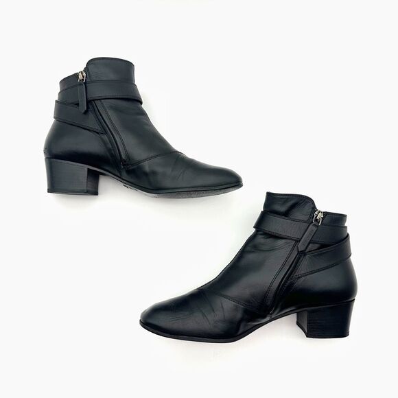 GUCCI Black Dionysus Elizabeth Ankle Boots Size 39.5 Heeled Leather Booties - Picture 3 of 12